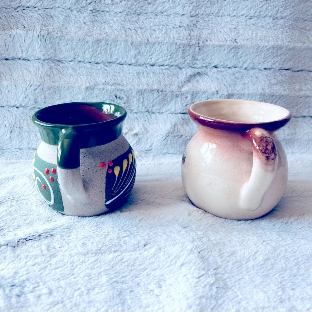 Hand painted Mexican pottery mugs